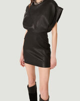 UJIN SHORT SLEEVE LEATHER MINI DRESS image number null